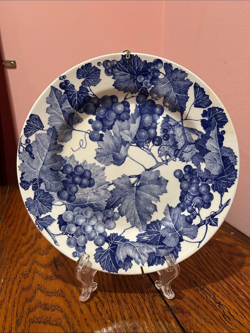 Blue Vine Decorative Serving Plate - White and Blue Made in Italy